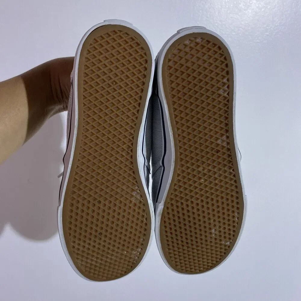 VANS Sneakers Womens 6 Blue‎ White Grey Pinstripes Atwood Classic Low Casual